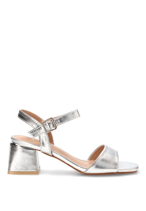 Sandalia de fiesta plateada con tacón medio para mujer STAY 60-2591