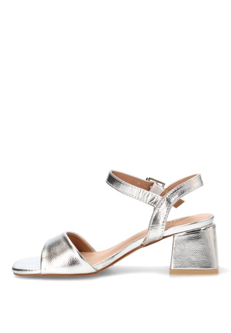 Sandalia de fiesta plateada con tacón medio para mujer STAY 60-2591