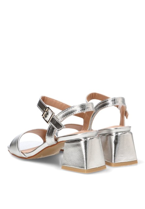 Sandalia de fiesta plateada con tacón medio para mujer STAY 60-2591