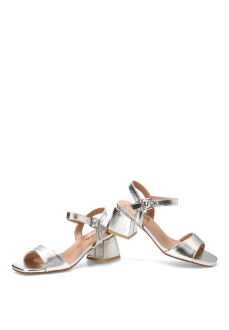 Sandalia de fiesta plateada con tacón medio para mujer STAY 60-2591