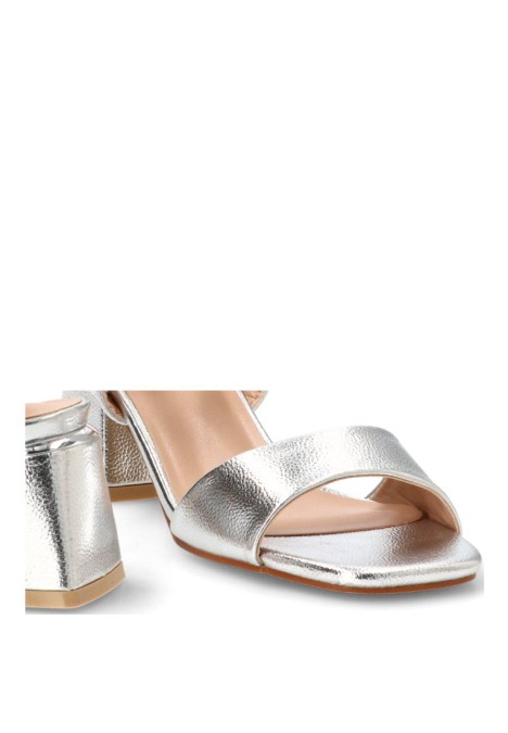 Sandalia de fiesta plateada con tacón medio para mujer STAY 60-2591