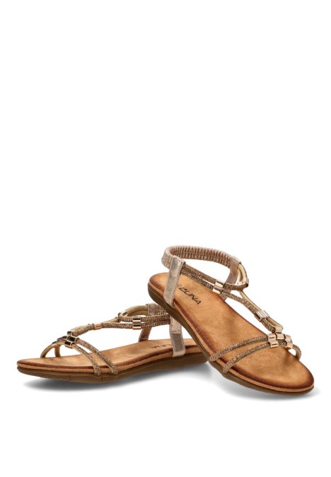 Sandalia con aplique dorado de mujer STAY 60-3140