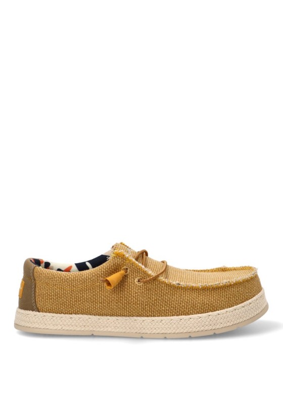 Nautico kiova mocasin de hombre STAY 75-2086c mostaza textil  suela plana