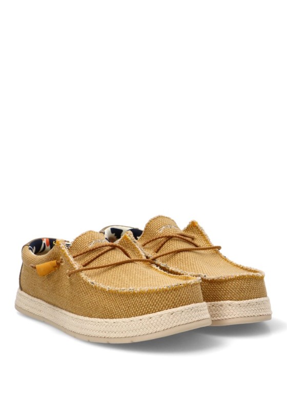 Nautico kiova mocasin de hombre STAY 75-2086c mostaza textil  suela plana