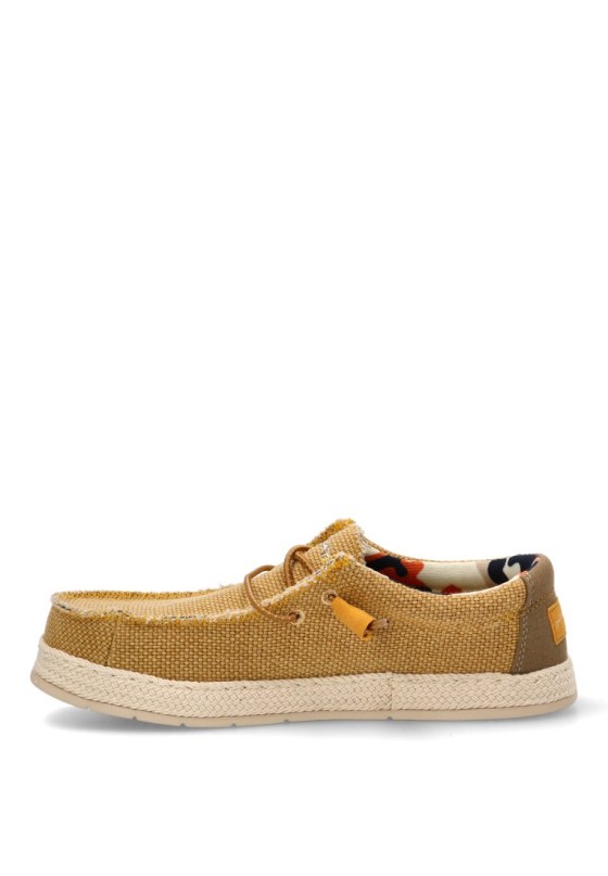 Nautico kiova mocasin de hombre STAY 75-2086c mostaza textil  suela plana