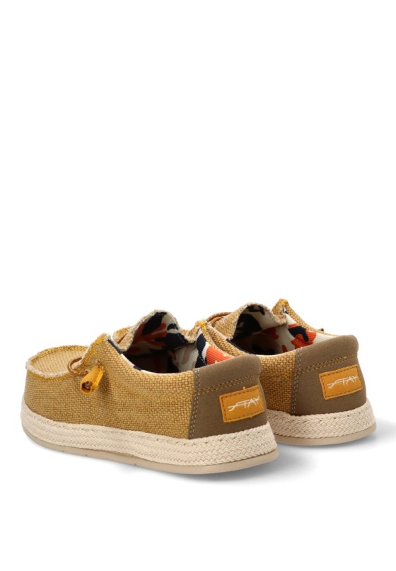 Nautico kiova mocasin de hombre STAY 75-2086c mostaza textil  suela plana