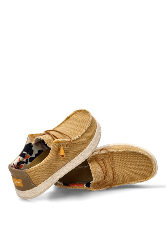 Nautico kiova mocasin de hombre STAY 75-2086c mostaza textil  suela plana