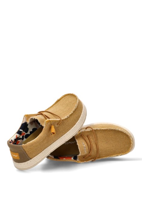 Nautico kiova mocasin de hombre STAY 75-2086c mostaza textil  suela plana