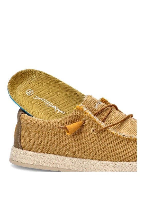 Nautico kiova mocasin de hombre STAY 75-2086c mostaza textil  suela plana