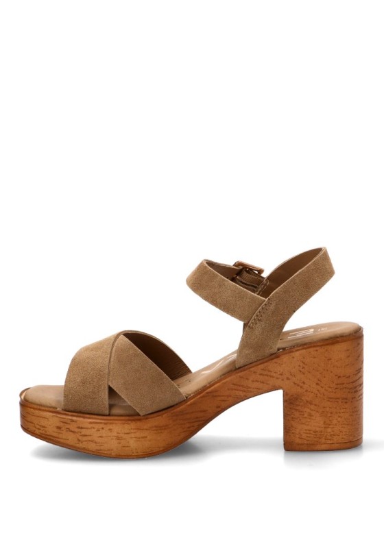 Sandalia con tacón de madera de mujer ETIKA 30040