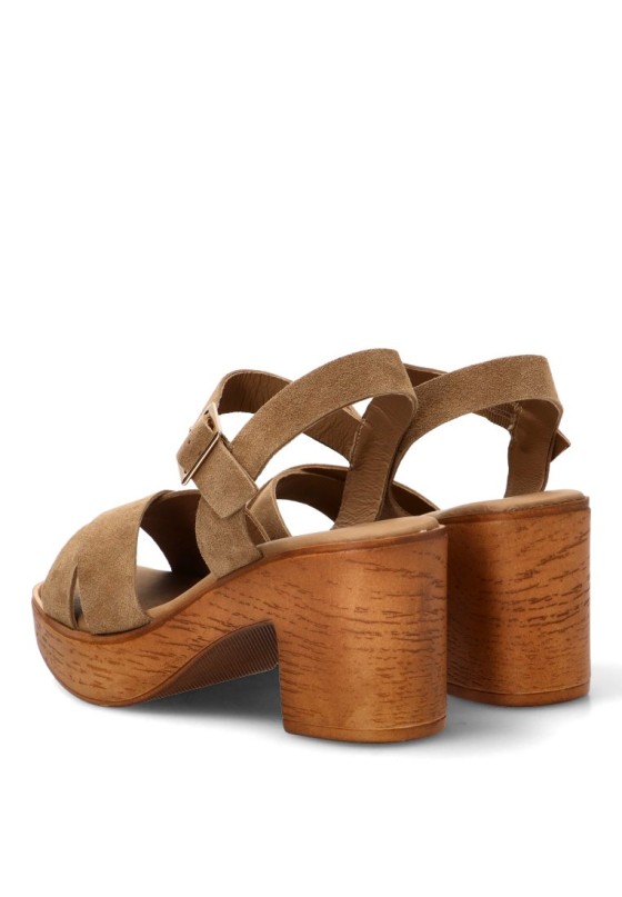 Sandalia con tacón de madera de mujer ETIKA 30040