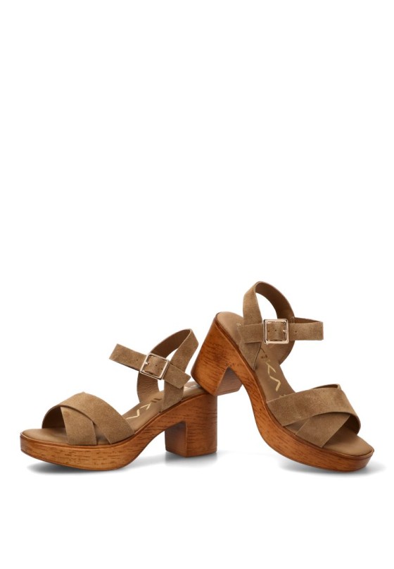 Sandalia con tacón de madera de mujer ETIKA 30040