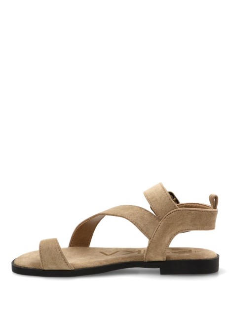 Sandalia taupe con suela plana de mujer ETIKA 10142