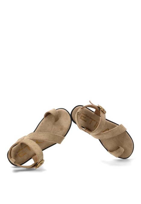 Sandalia taupe con suela plana de mujer ETIKA 10142