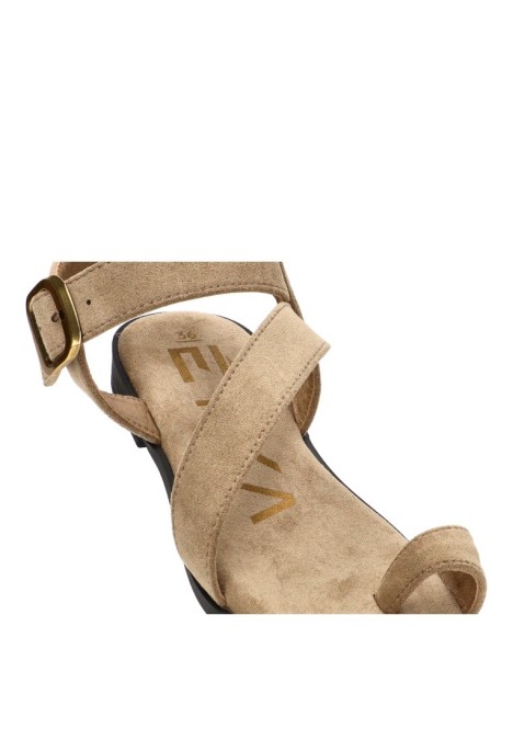 Sandalia taupe con suela plana de mujer ETIKA 10142