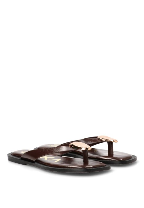 Chanclas sandalias playa de mujer ETIKA 10108 chocolate sintetico suela plana