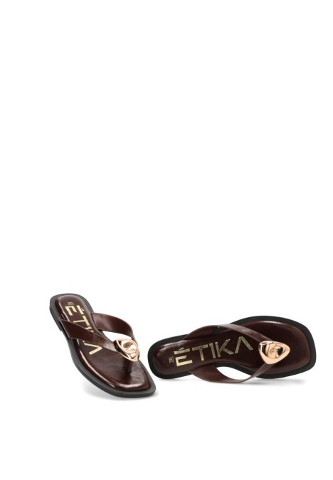 Chanclas sandalias playa de mujer ETIKA 10108 chocolate sintetico suela plana