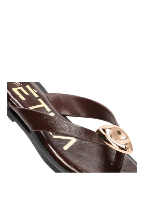 Chanclas sandalias playa de mujer ETIKA 10108 chocolate sintetico suela plana