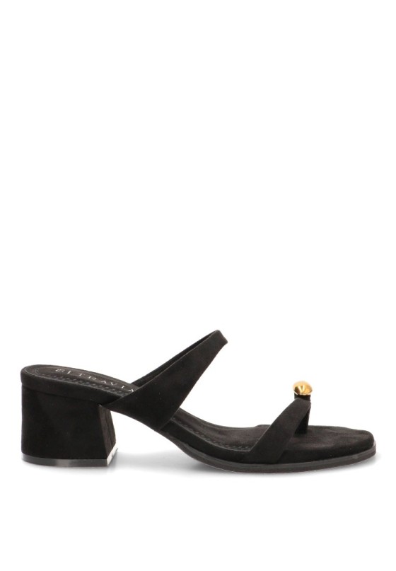 Sandalia negra de tacón medio TRAVIATA M6323 para mujer