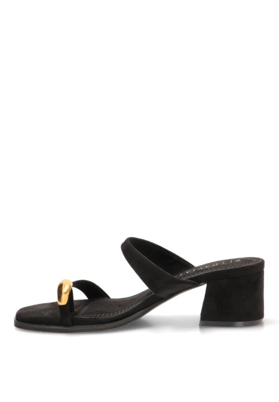 Sandalia negra de tacón medio TRAVIATA M6323 para mujer