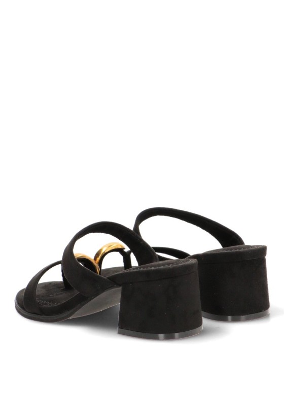 Sandalia negra de tacón medio TRAVIATA M6323 para mujer