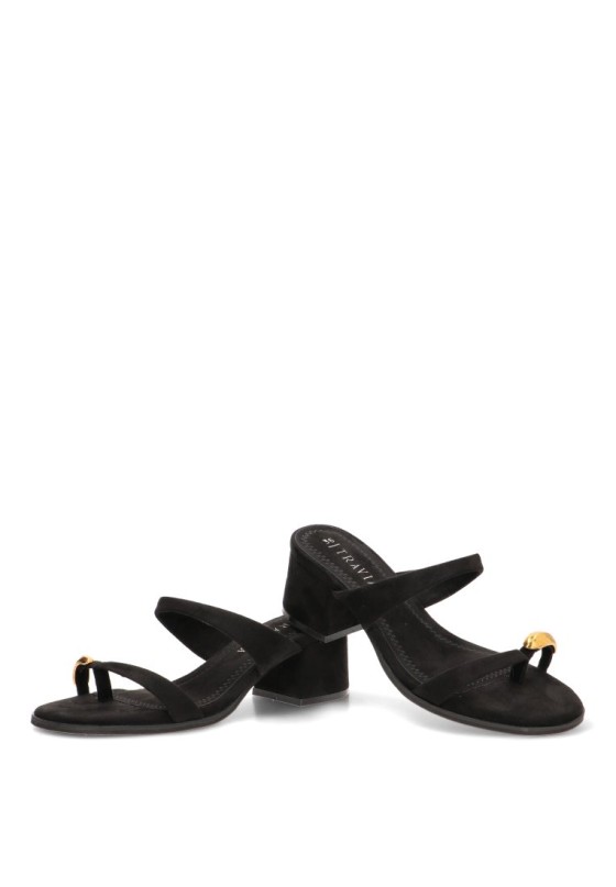 Sandalia negra de tacón medio TRAVIATA M6323 para mujer