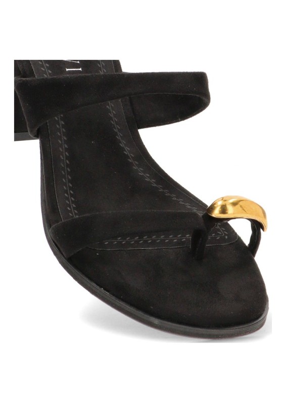 Sandalia negra de tacón medio TRAVIATA M6323 para mujer