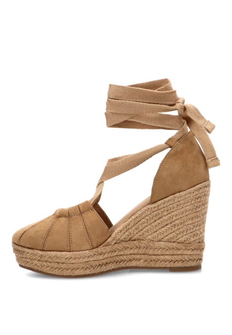 Alpargata de mujer TRAVIATA m6342 camel antelina cuña alta