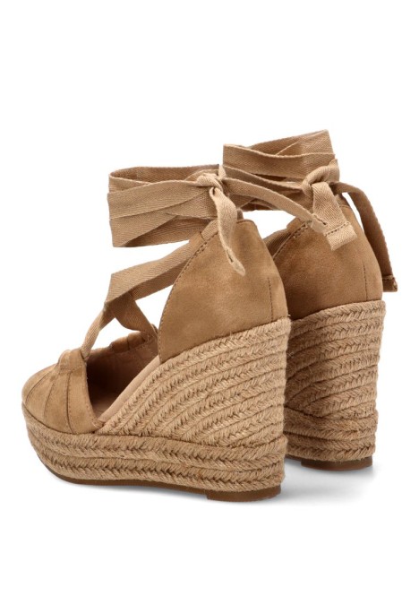 Alpargata de mujer TRAVIATA m6342 camel antelina cuña alta