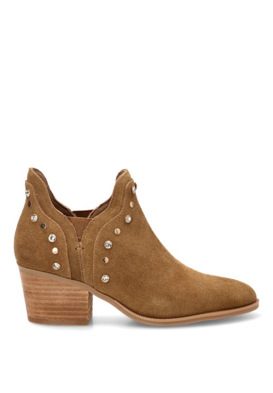 Botin de mujer CARMELA 163147 camel piel tacón medio