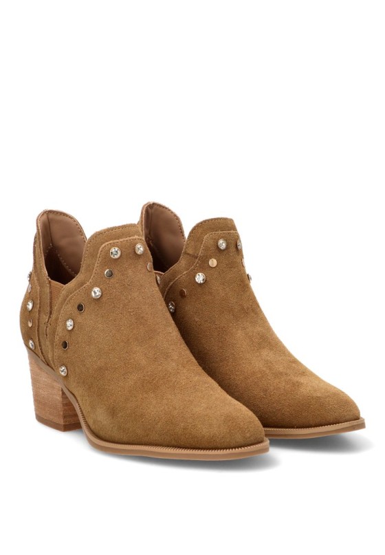 Botin de mujer CARMELA 163147 camel piel tacón medio