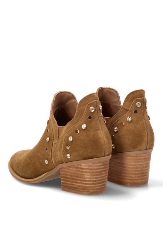 Botin de mujer CARMELA 163147 camel piel tacón medio