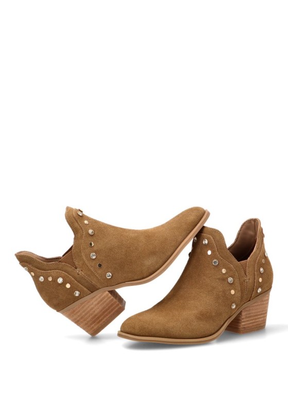 Botin de mujer CARMELA 163147 camel piel tacón medio