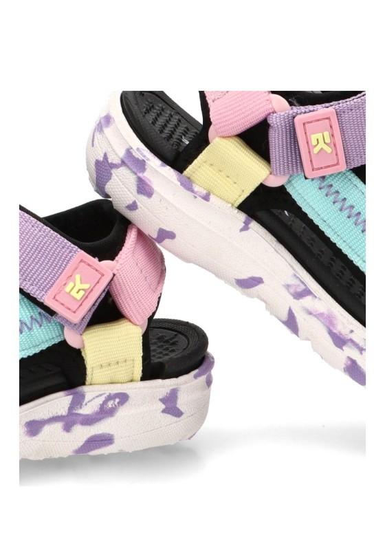 Sandalia de niña ETIKA 17229 multicolor textil  suela plana