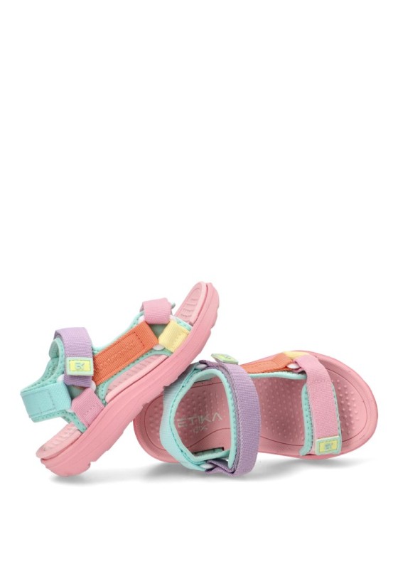 Sandalia de niña ETIKA 17229 rosa textil  suela plana