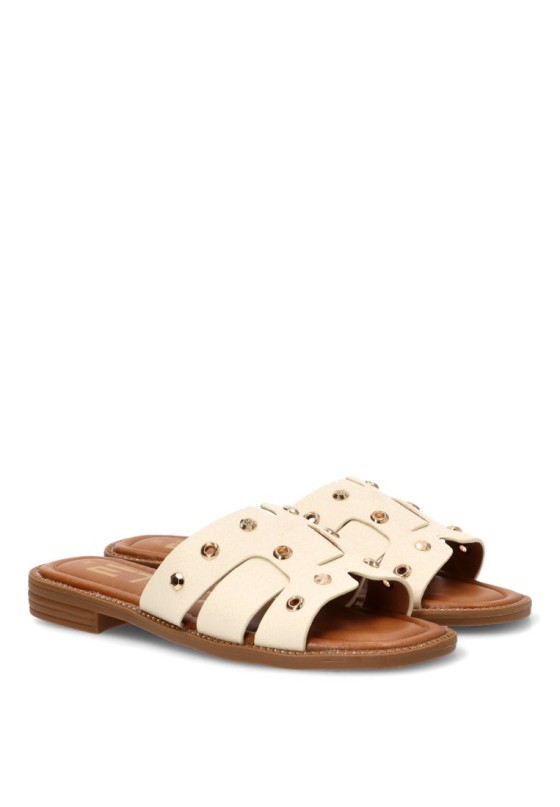 Sandalia blanca con tachuelas de mujer ETIKA 10162