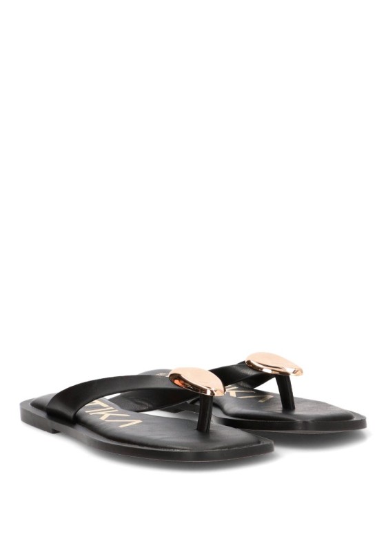 Chanclas sandalias playa de mujer ETIKA 10108 negro sintetico suela plana