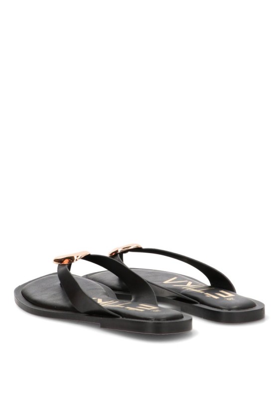 Chanclas sandalias playa de mujer ETIKA 10108 negro sintetico suela plana