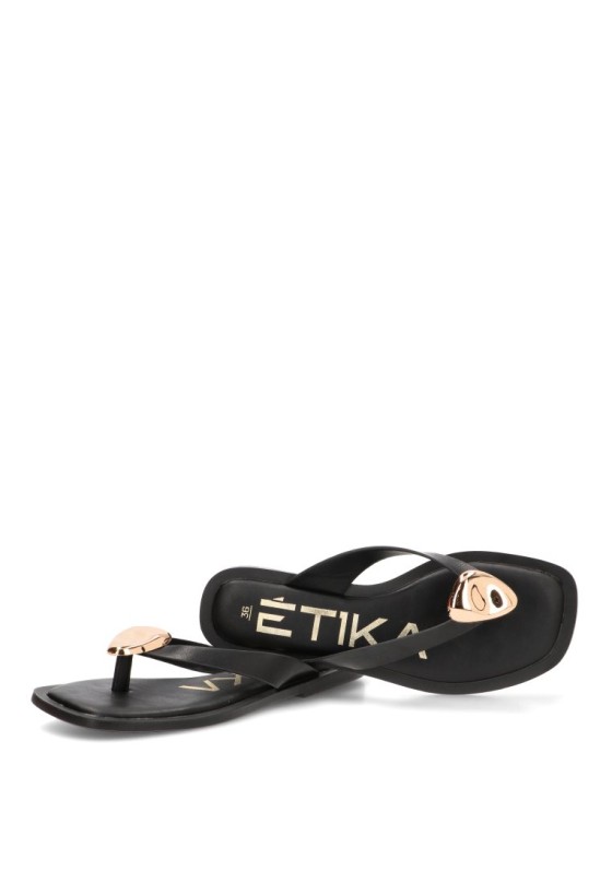 Chanclas sandalias playa de mujer ETIKA 10108 negro sintetico suela plana