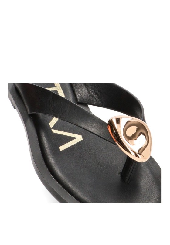 Chanclas sandalias playa de mujer ETIKA 10108 negro sintetico suela plana