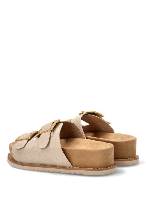 Sandalia en antelina beige con suela doble de mujer ETIKA 10171