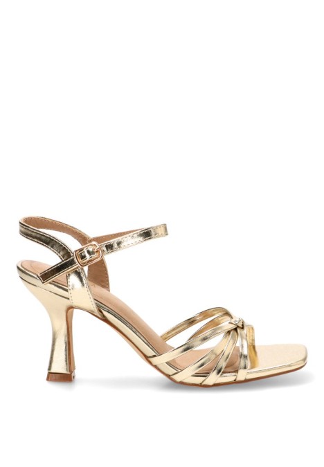 Sandalia con tacón alto TRAVIATA 1012 para mujer en oro sintético