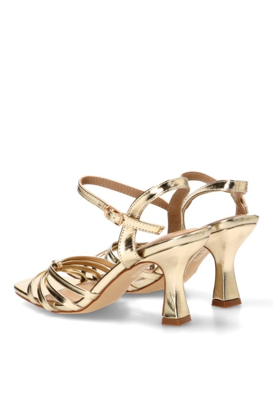 Sandalia con tacón alto TRAVIATA 1012 para mujer en oro sintético