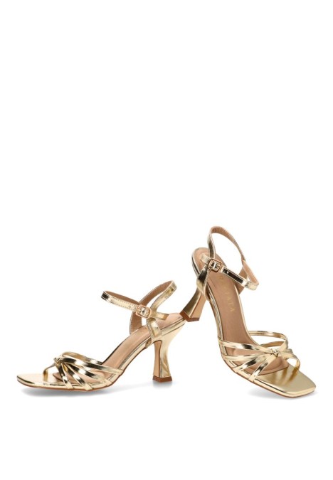 Sandalia con tacón alto TRAVIATA 1012 para mujer en oro sintético
