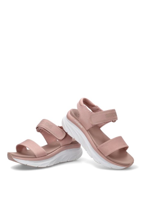 Sandalia textil beige con cuña media de mujer SKECHERS 119226