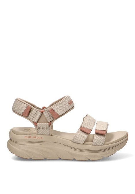 Sandalia de mujer SKECHERS 119826 en taupe con cuña media y cierre de velcro