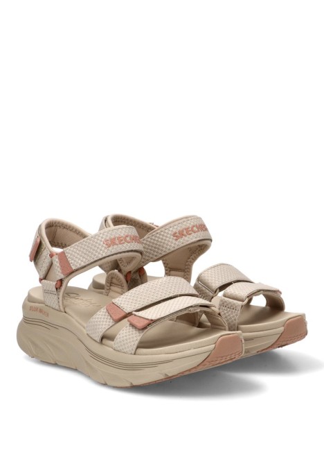 Sandalia de mujer SKECHERS 119826 en taupe con cuña media y cierre de velcro