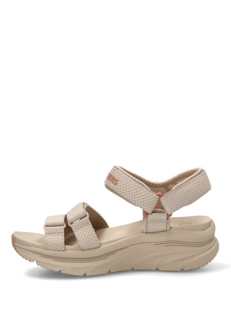 Sandalia de mujer SKECHERS 119826 en taupe con cuña media y cierre de velcro