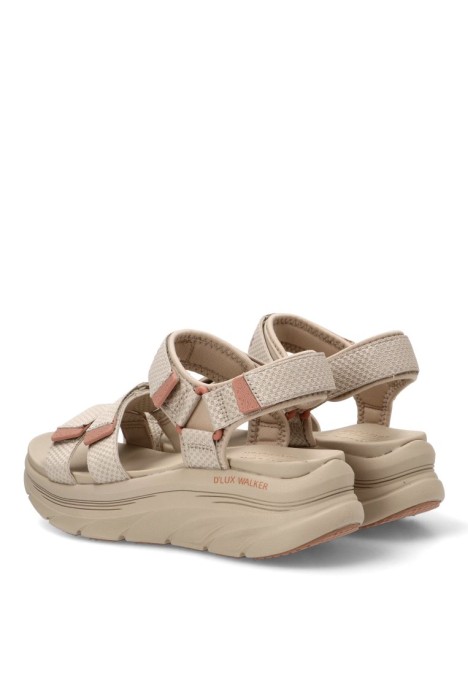 Sandalia de mujer SKECHERS 119826 en taupe con cuña media y cierre de velcro