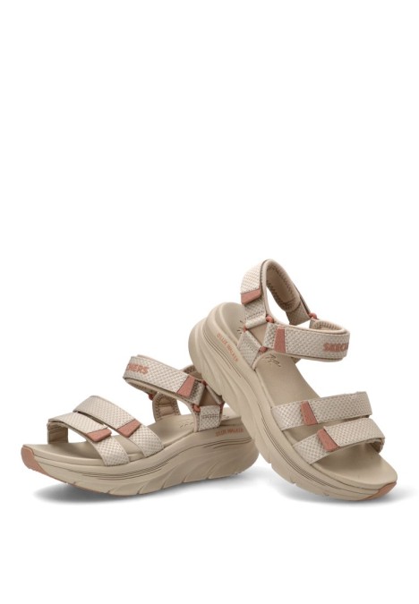 Sandalia de mujer SKECHERS 119826 en taupe con cuña media y cierre de velcro